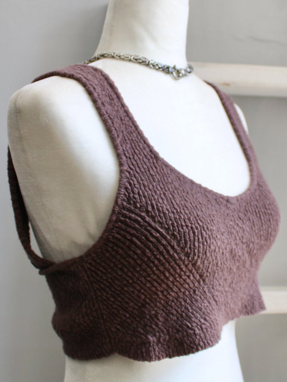 Urban Outfitters Textured Crochet Brown Cropped Tank Top Size Large - Picture 3 of 7